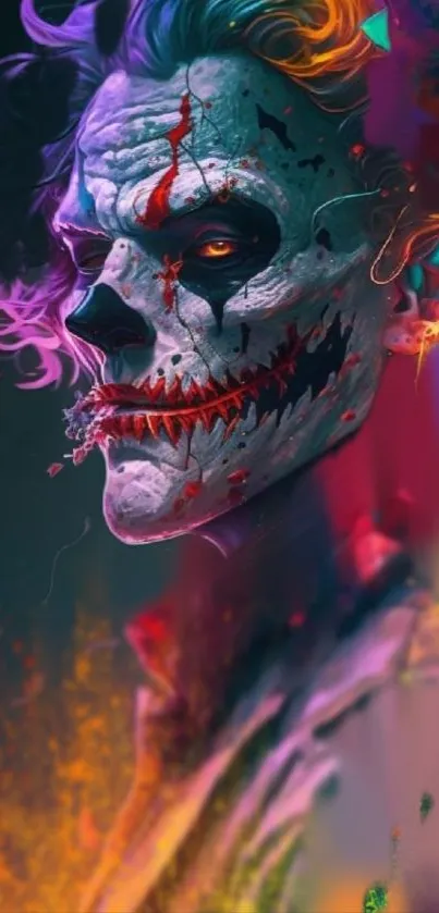 Vibrant artistic Joker wallpaper with colorful abstract design.