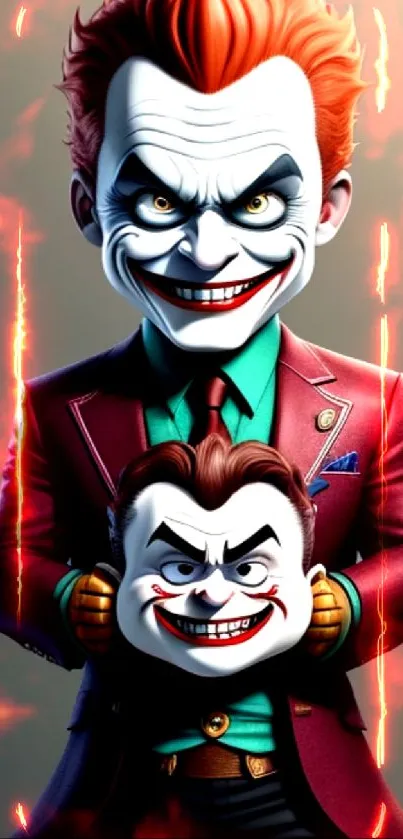 Colorful Joker comic art wallpaper for mobile phones.