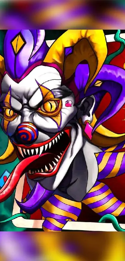 Colorful Joker-themed artwork with vibrant hues and playful elements.