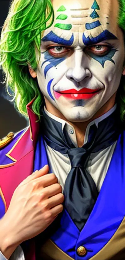 Joker-inspired vibrant digital artwork featuring bold colors and detailed design.