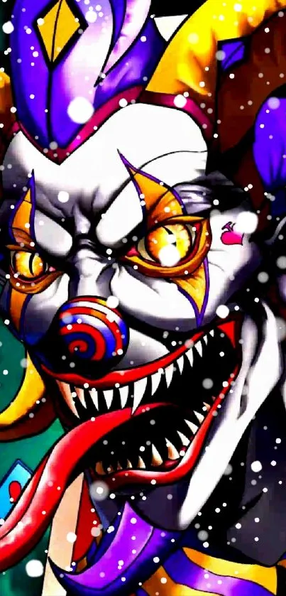 Vibrant joker clown wallpaper with vivid colors and artistic design.