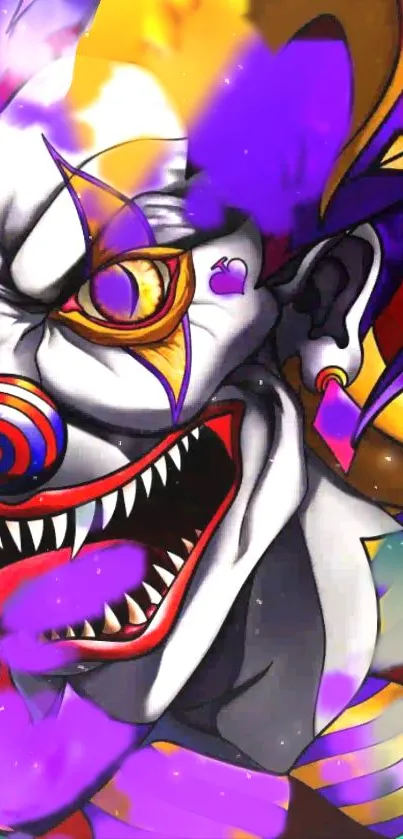 Vibrant and colorful joker clown wallpaper with bold details.