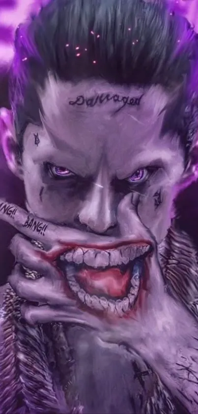 Vibrant Joker fan art with a purple theme.