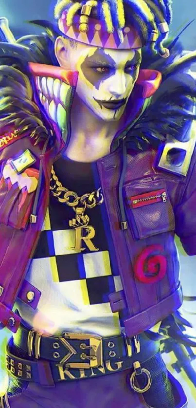 Joker-inspired character in vibrant streetwear art.