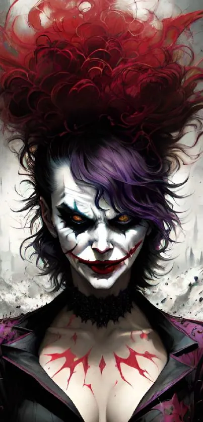 Joker-inspired character with vibrant colors and intricate details in a fantasy style.