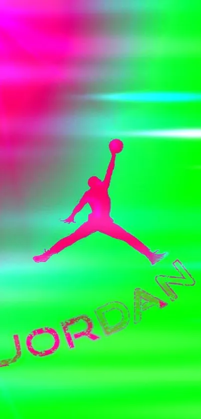 Neon Jordan silhouette on vibrant background