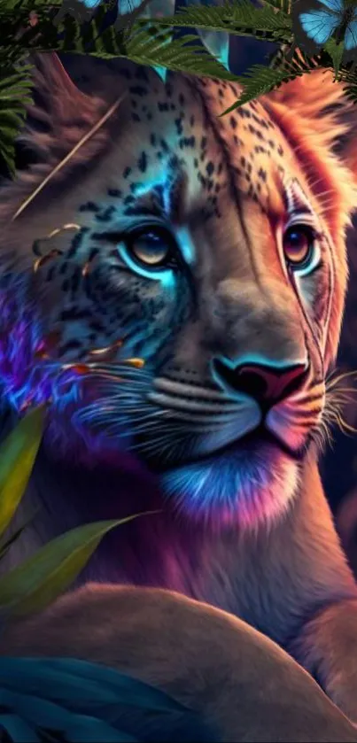 Vibrant tiger artwork in jungle setting