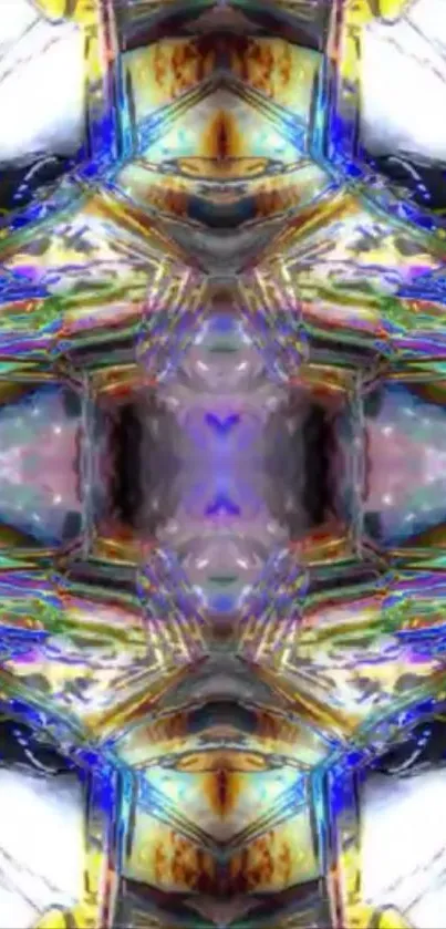 Vibrant kaleidoscope abstract art with symmetrical colorful patterns.