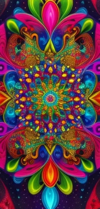Vibrant kaleidoscope art design with colorful patterns.