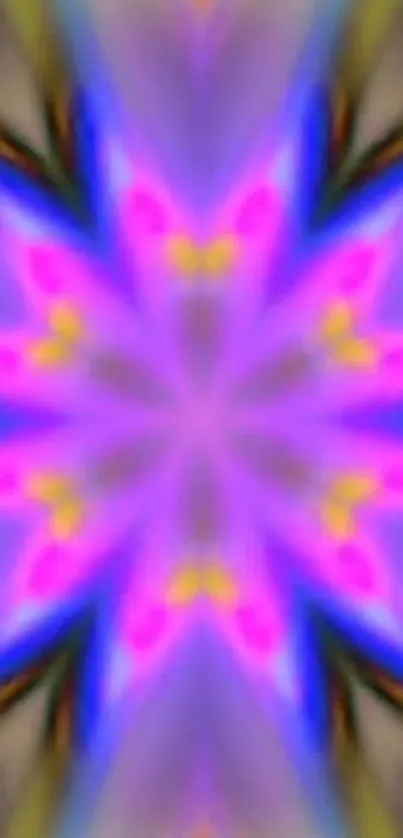 Vibrant kaleidoscope art wallpaper with purple and pink hues.