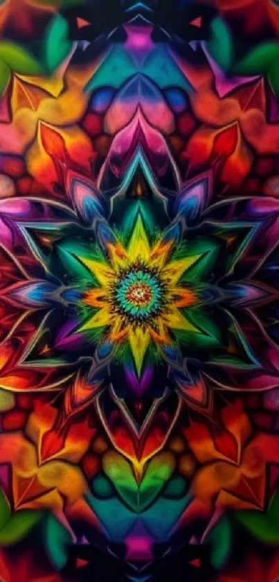 Multicolor kaleidoscope design wallpaper with vibrant and intricate patterns.