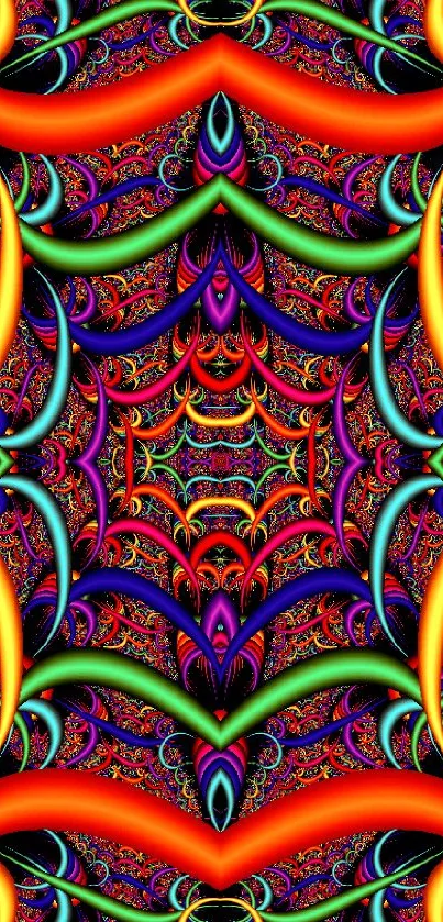 Vibrant kaleidoscope art wallpaper with colorful and intricate patterns.