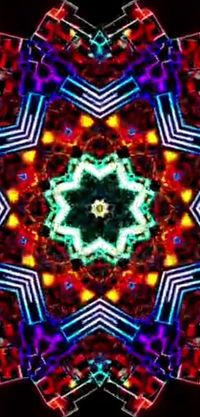 Colorful kaleidoscope pattern with geometric shapes