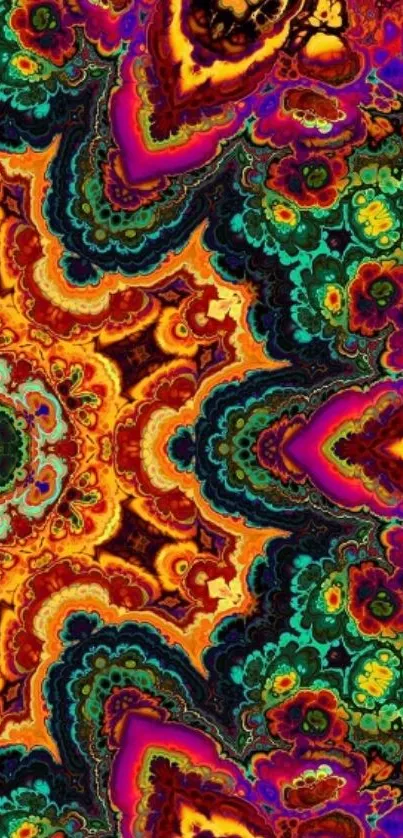 Vibrant kaleidoscope art wallpaper with intricate patterns.