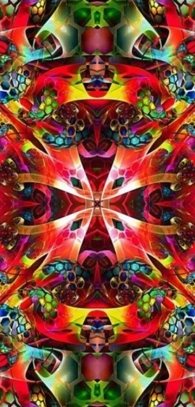 Colorful kaleidoscope art wallpaper with intricate patterns and vibrant colors.