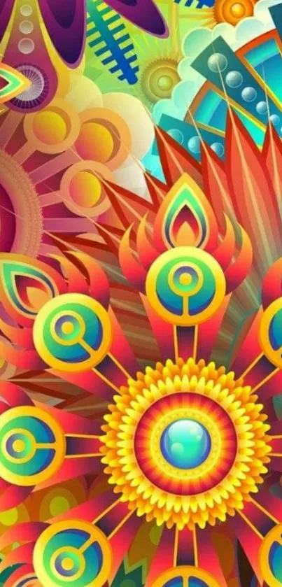 Colorful abstract kaleidoscope wallpaper design.