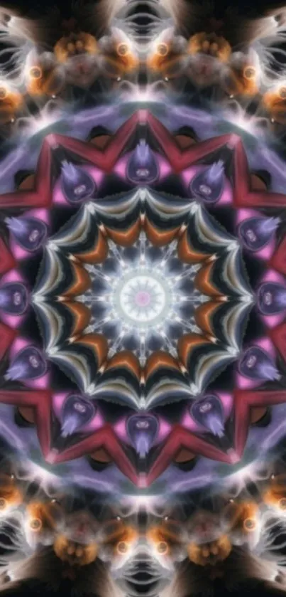 Vibrant kaleidoscope wallpaper with geometric patterns and vivid colors.