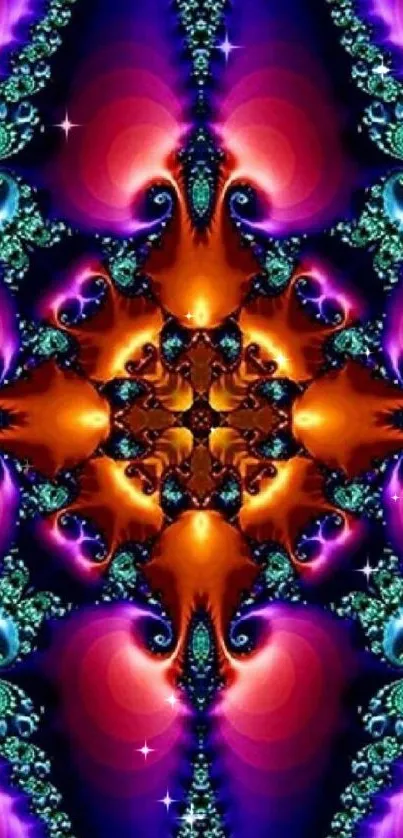 Vibrant kaleidoscope art wallpaper with bold patterns and colors.