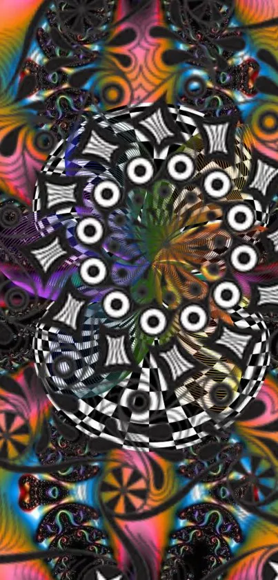 Vibrant kaleidoscope art with geometric patterns