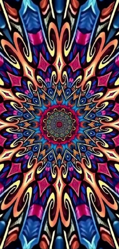 Vibrant kaleidoscope art wallpaper with intricate patterns.