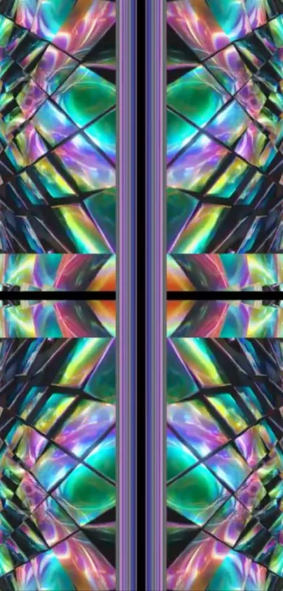 Colorful kaleidoscope art wallpaper with abstract geometric patterns.