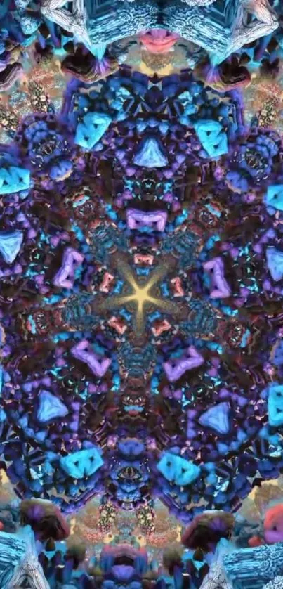 Vibrant kaleidoscope pattern in rich colors for mobile wallpaper.