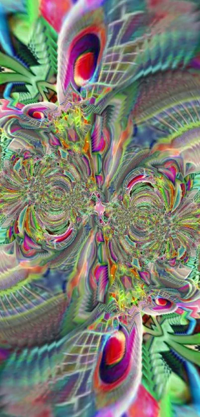 Vibrant kaleidoscope abstract art wallpaper with swirling patterns and colors.