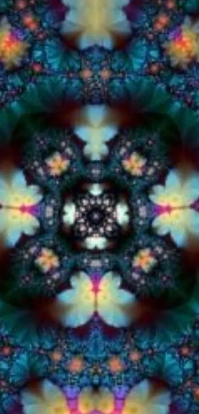 Vibrant kaleidoscope pattern in rich, dynamic colors.