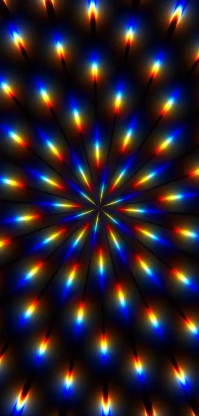 Vibrant kaleidoscope burst with colorful radiating patterns.