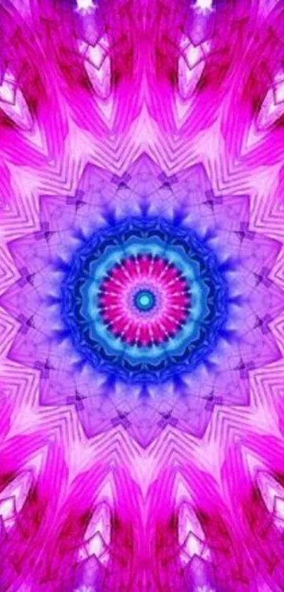 Colorful kaleidoscope design with purple and blue hues.