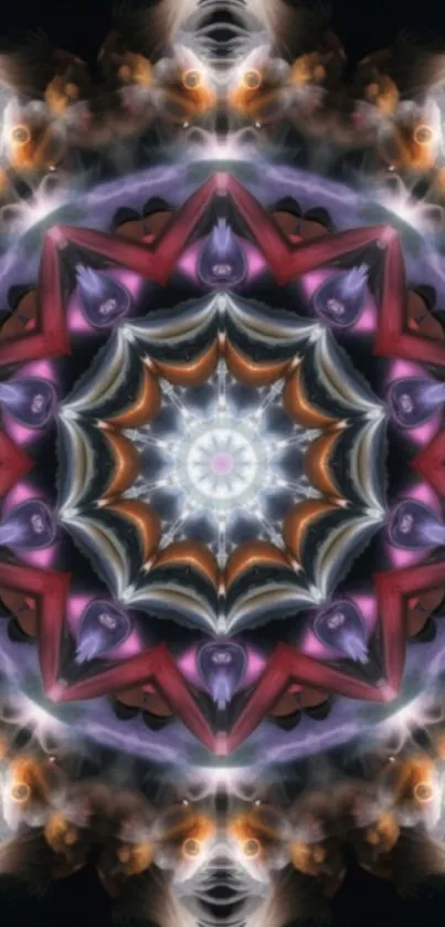 Colorful kaleidoscope mandala art wallpaper for mobile.