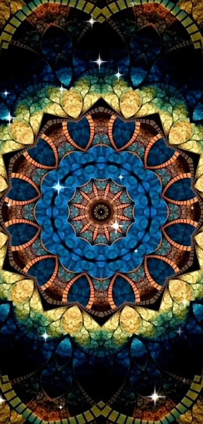 Colorful kaleidoscope mandala art wallpaper with intricate patterns.