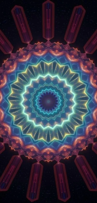 Intricate vibrant mandala phone wallpaper with a kaleidoscope design.