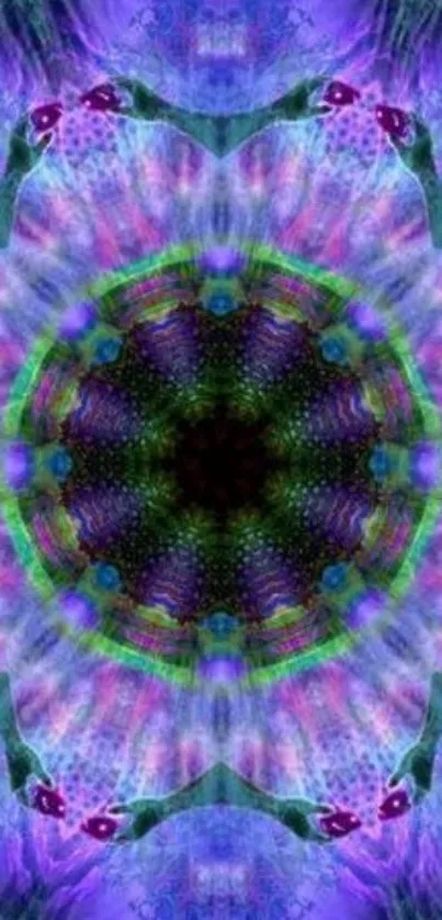 Purple kaleidoscope pattern wallpaper for mobile.