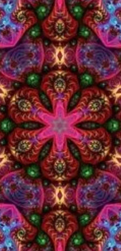 Vibrant kaleidoscope mobile wallpaper with pink and psychedelic patterns.