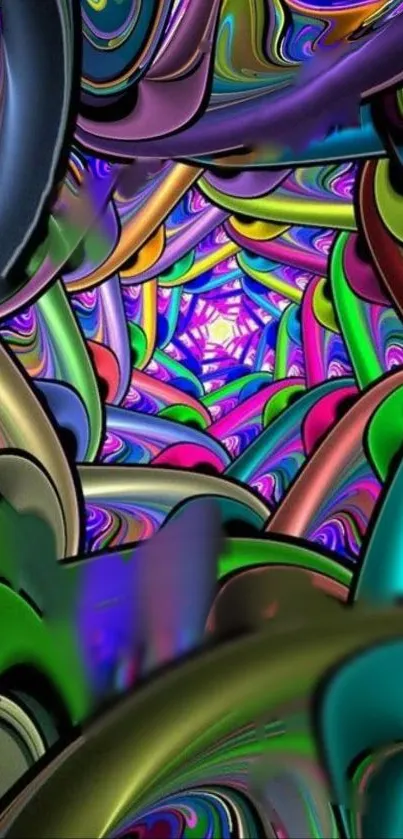 Vibrant kaleidoscope mobile wallpaper with colorful abstract patterns.