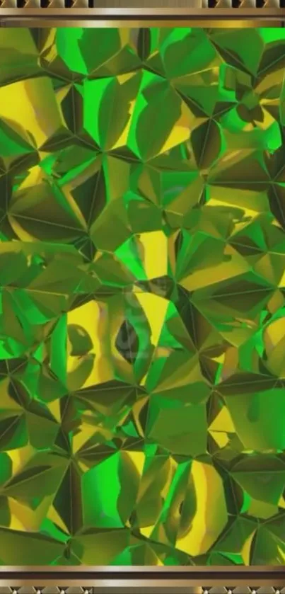 Vibrant geometric mobile wallpaper in green and yellow.