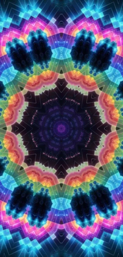 Vibrant kaleidoscope pattern with colorful abstract design.