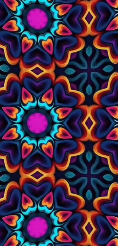 Vibrant kaleidoscope pattern mobile wallpaper