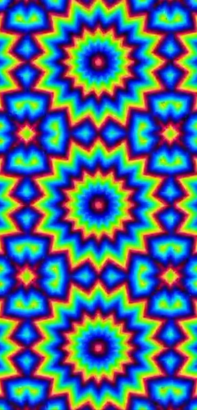 Vibrant kaleidoscope pattern with geometric shapes
