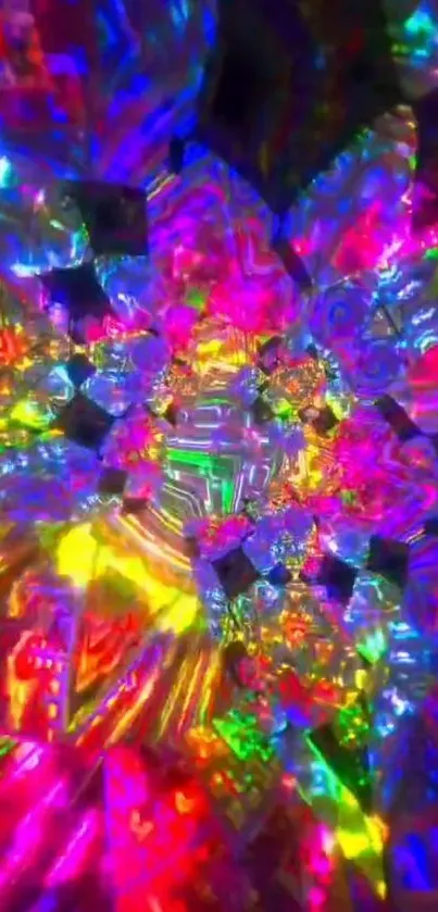 Colorful kaleidoscope pattern wallpaper with vibrant abstract design.