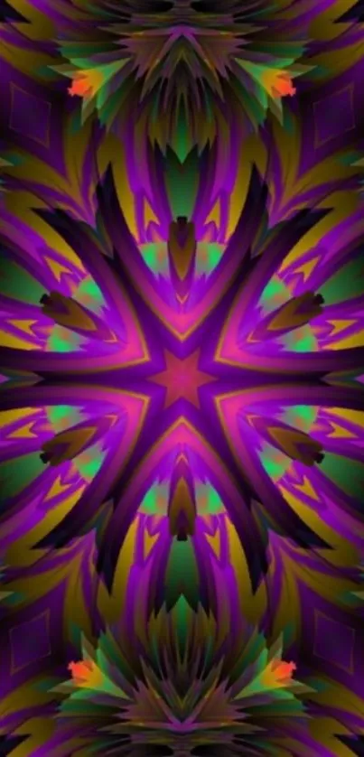 Colorful kaleidoscope pattern wallpaper for mobile screen.