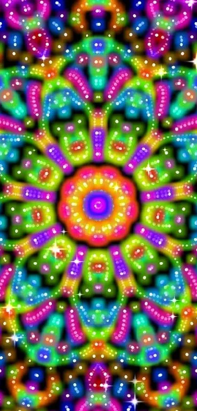 Vibrant kaleidoscope mandala wallpaper with colorful patterns.