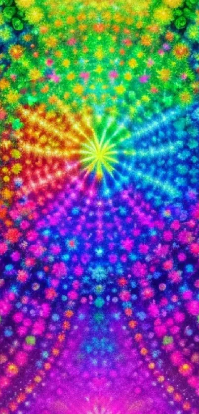 Vibrant kaleidoscope mobile wallpaper with rainbow patterns.