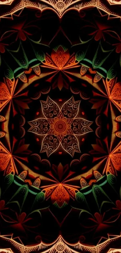 Intricate kaleidoscope wallpaper with rich colors and detailed patterns.