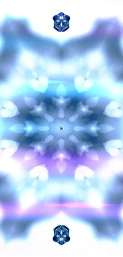 Blue and purple kaleidoscope pattern wallpaper with abstract design.