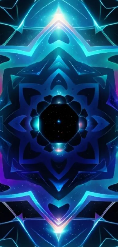 Vibrant kaleidoscope wallpaper with neon colors and cosmic patterns.
