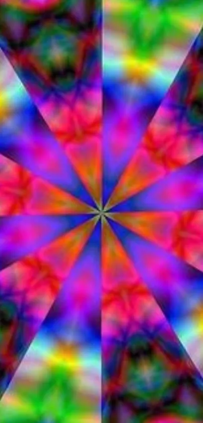 Multicolored kaleidoscope pattern wallpaper.