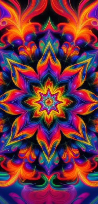 Colorful kaleidoscope pattern mobile wallpaper with vivid abstract designs.