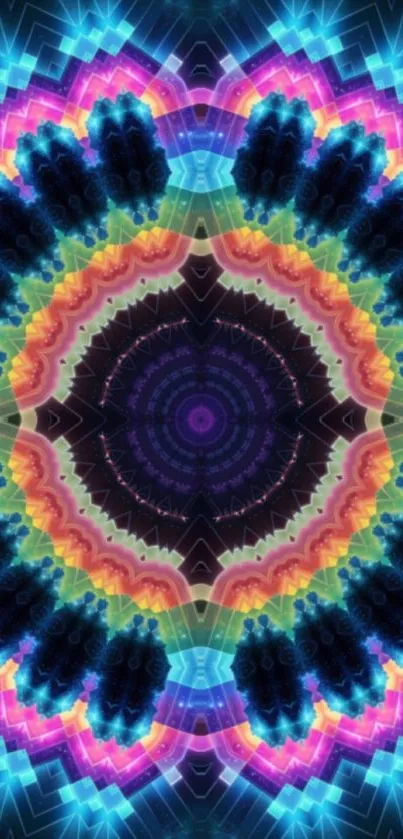 Colorful kaleidoscope pattern with a vibrant geometric design.